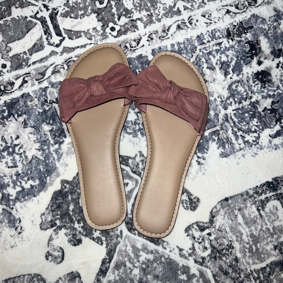 Time and Tru Pink Bow Slide Sandals - Picture 1 of 4